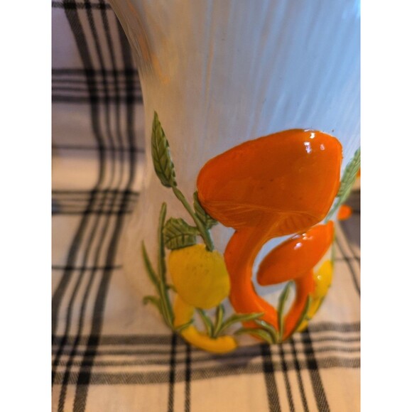 Vintage Ceramic Coffee Server Set Mushroom Motif‎ Coffee Pot 6 Mugs Arnels - Picture 11 of 13